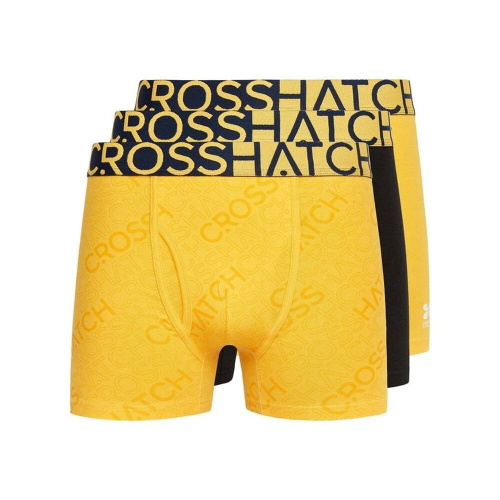 Crosshatch Mens Typan Boxer Shorts (Pack of 3) / Yellow